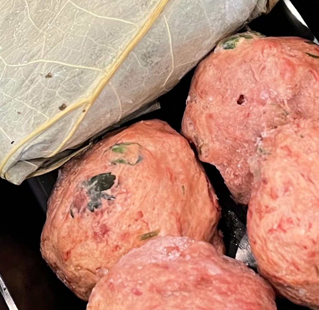 Sticky Rice (1 pc) and Beef Balls (4 pcs)